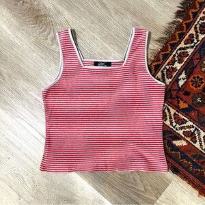 Vintage 90s red striped cropped tank top